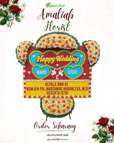 Karangan Papan Bunga Pernikahan di Beji
